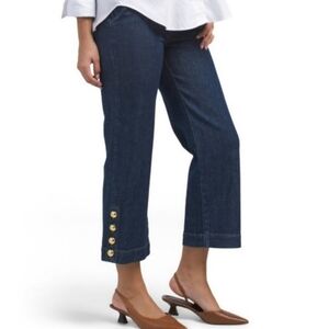 NWT JONATHAN SIMKHAI Indigo Hyra Buttoned Vent Cropped Jeans, Size 25